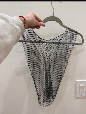 SHEIN Black Fishnet Crop Top